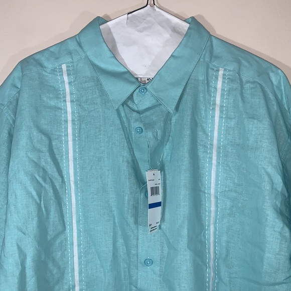 Cubavera Mint Linen/Cotton Button Down - Picture 2 of 5